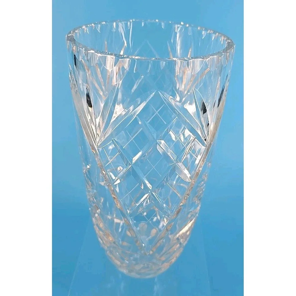 RARE VTG VEGA Fine‎ Lead Crystal Vase - Flower Peony Design by American Cut